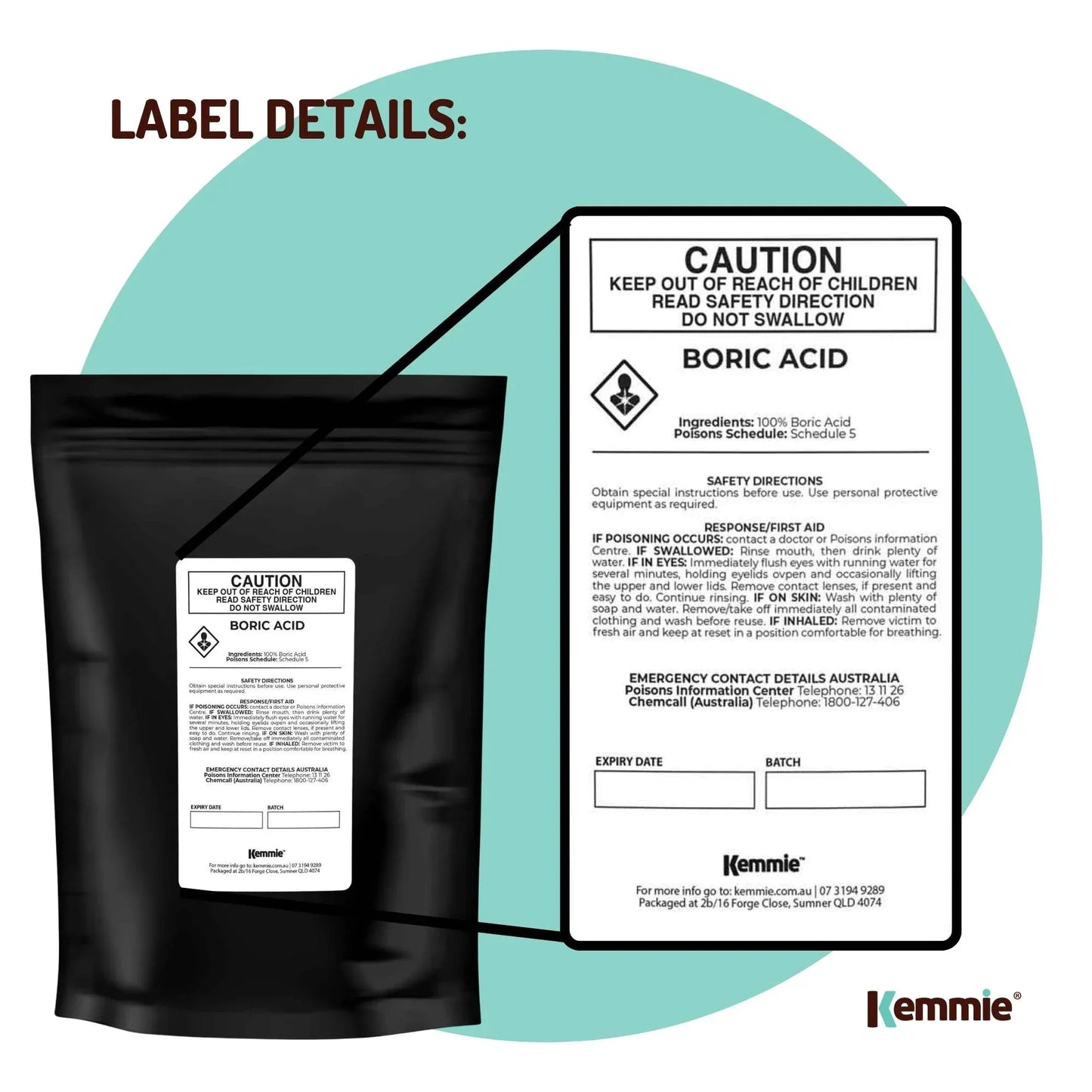 Boric Acid Powder 2Kg - High Purity Fully Soluble Granule for Pest Ants Cockroaches