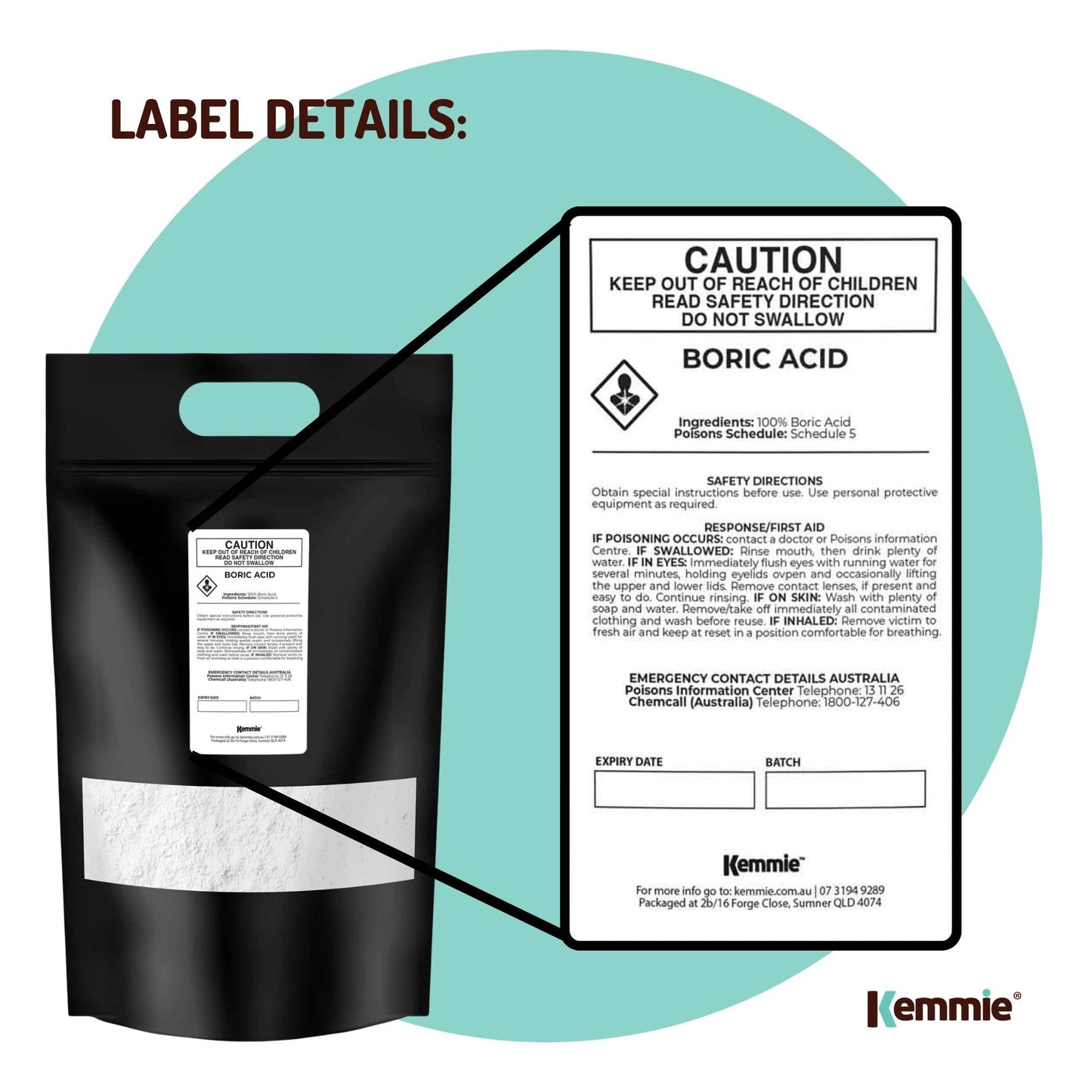 Boric Acid Powder 5Kg - High Purity Fully Soluble Granule for Pest Ants Cockroaches