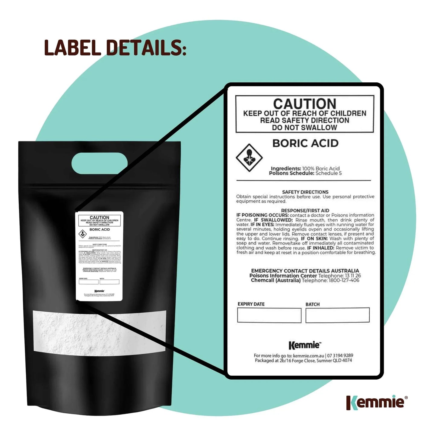 Boric Acid Powder 20Kg High Purity Fully Soluble Granule Pest Ant Cockroaches