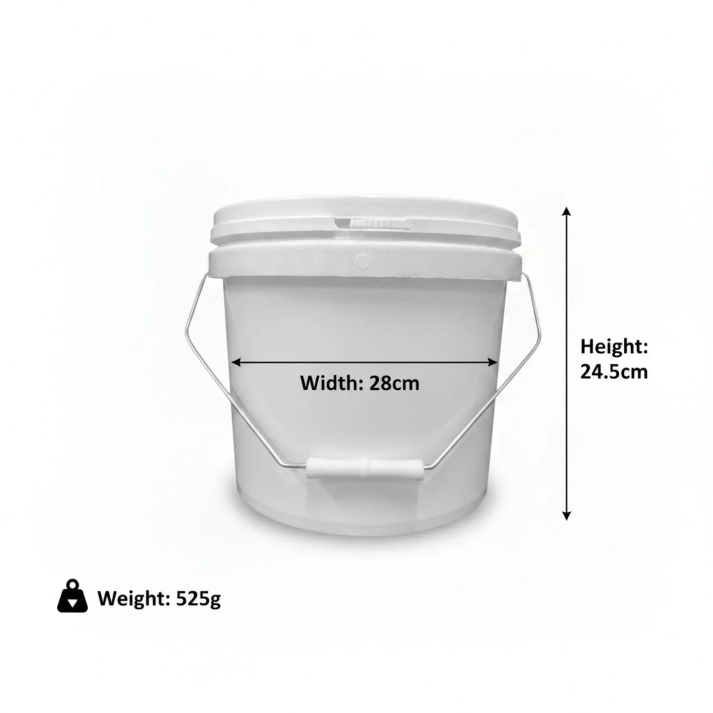 Plastic Buckets 10x 10L + Lids - Empty White With Handle - Large Food Pail