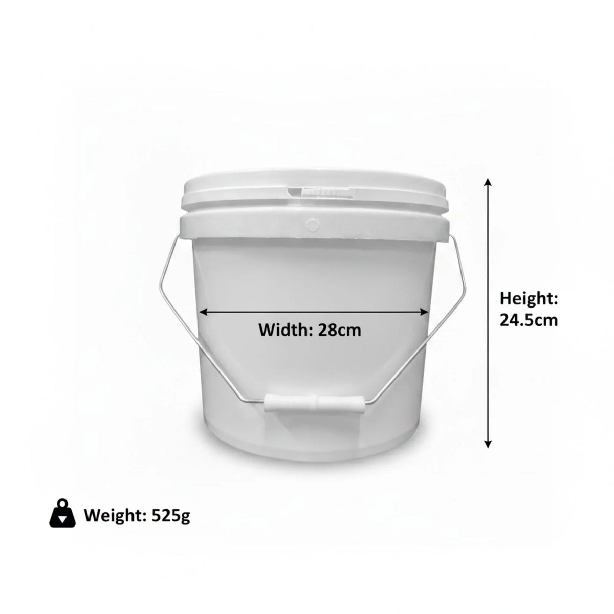 Plastic Buckets 10x 10L + Lids - Empty White With Handle - Large Food Pail