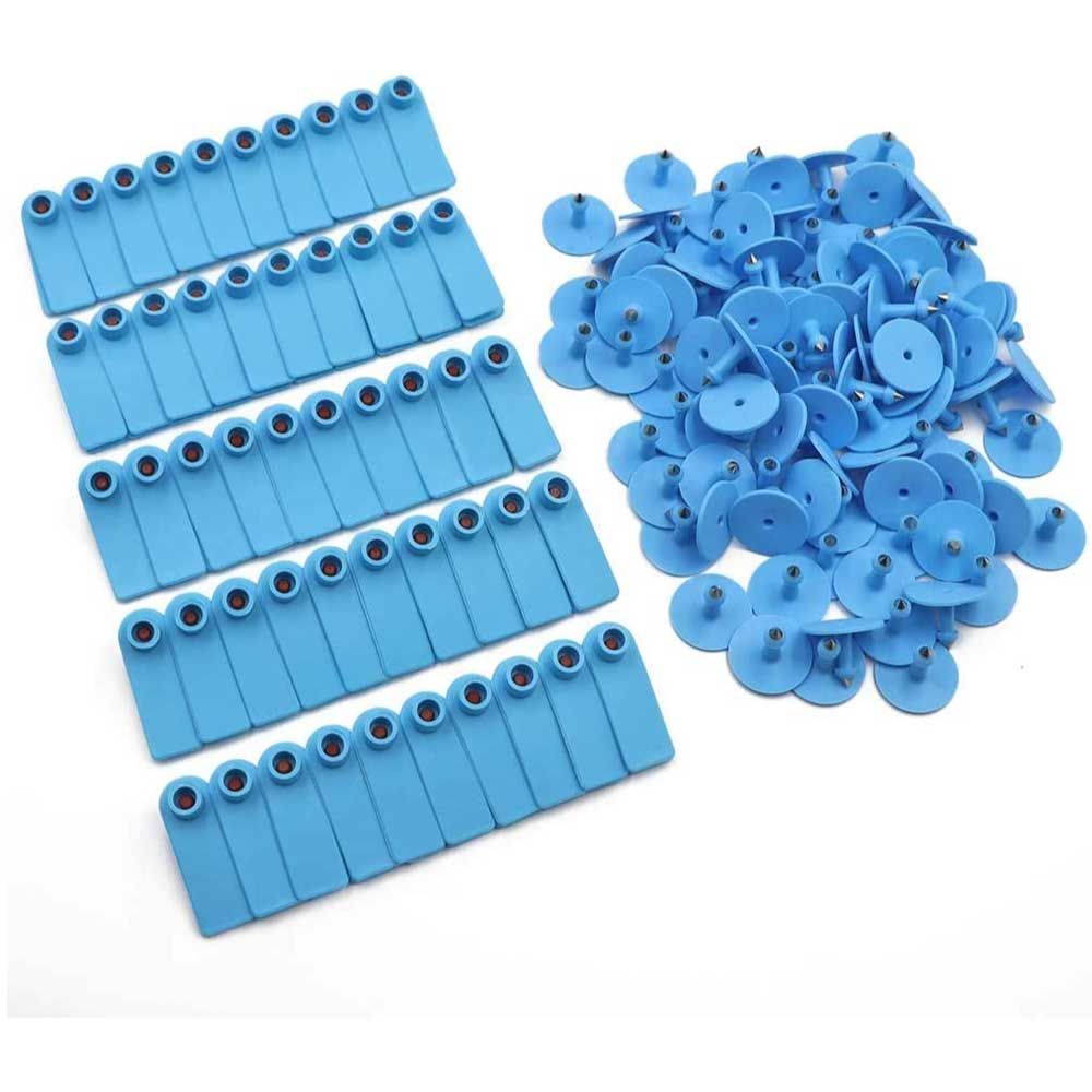 Cattle Ear Tags 100PCS - 5x2cm Small Blue Blank Livestock Labels for Cow Sheep Pig