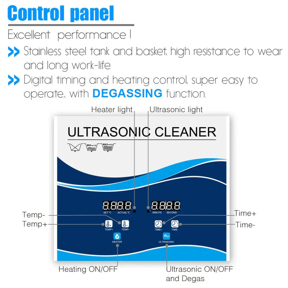 Digital Ultrasonic Cleaner 15L Jewelry Ultra Sonic Bath Degas Parts Cleaning