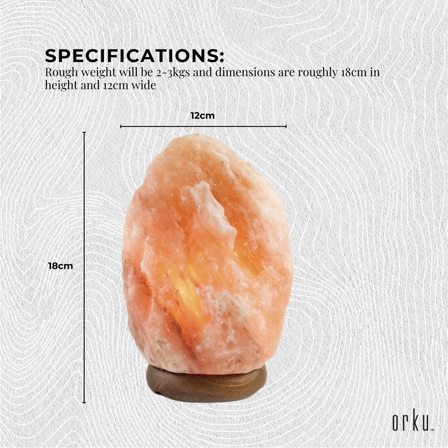 Himalayan Pink Salt Lamp 12V 12W 2-3kg Natural Rock Crystal Light with On/Off