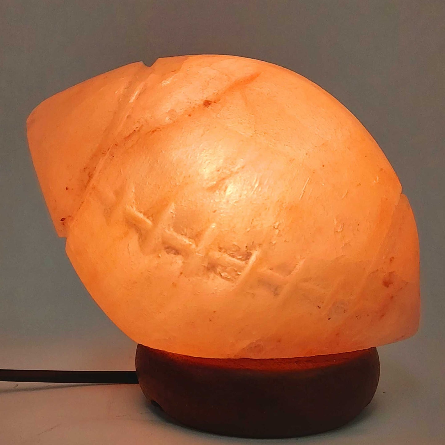 Himalayan Pink Salt Lamp 12V 12W - Rugby Carved Footy Rock Crystal Light Bulb On/Off