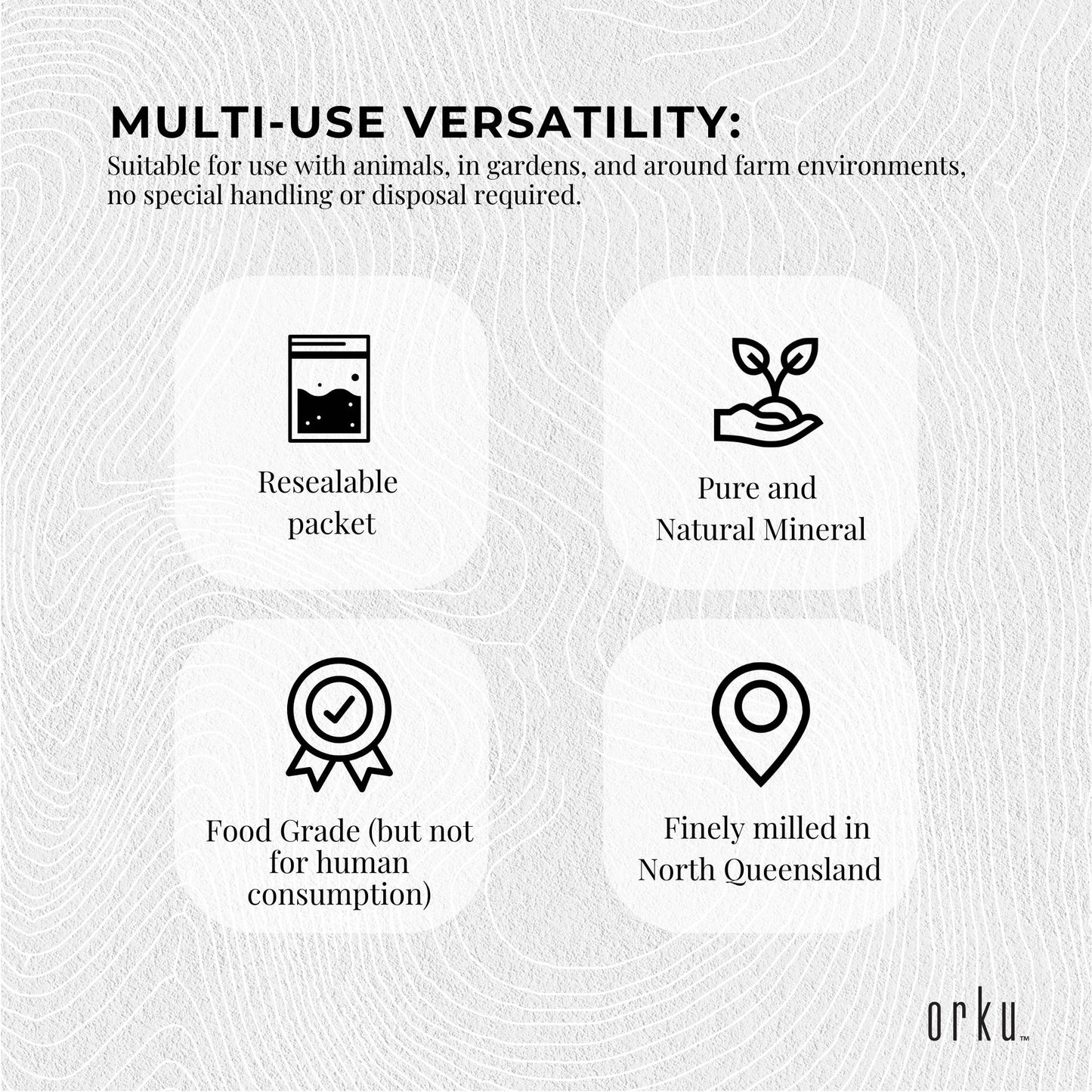 Orku Fossil Shell Flour 1Kg - Livestock Garden Pet Diatomaceous Earth