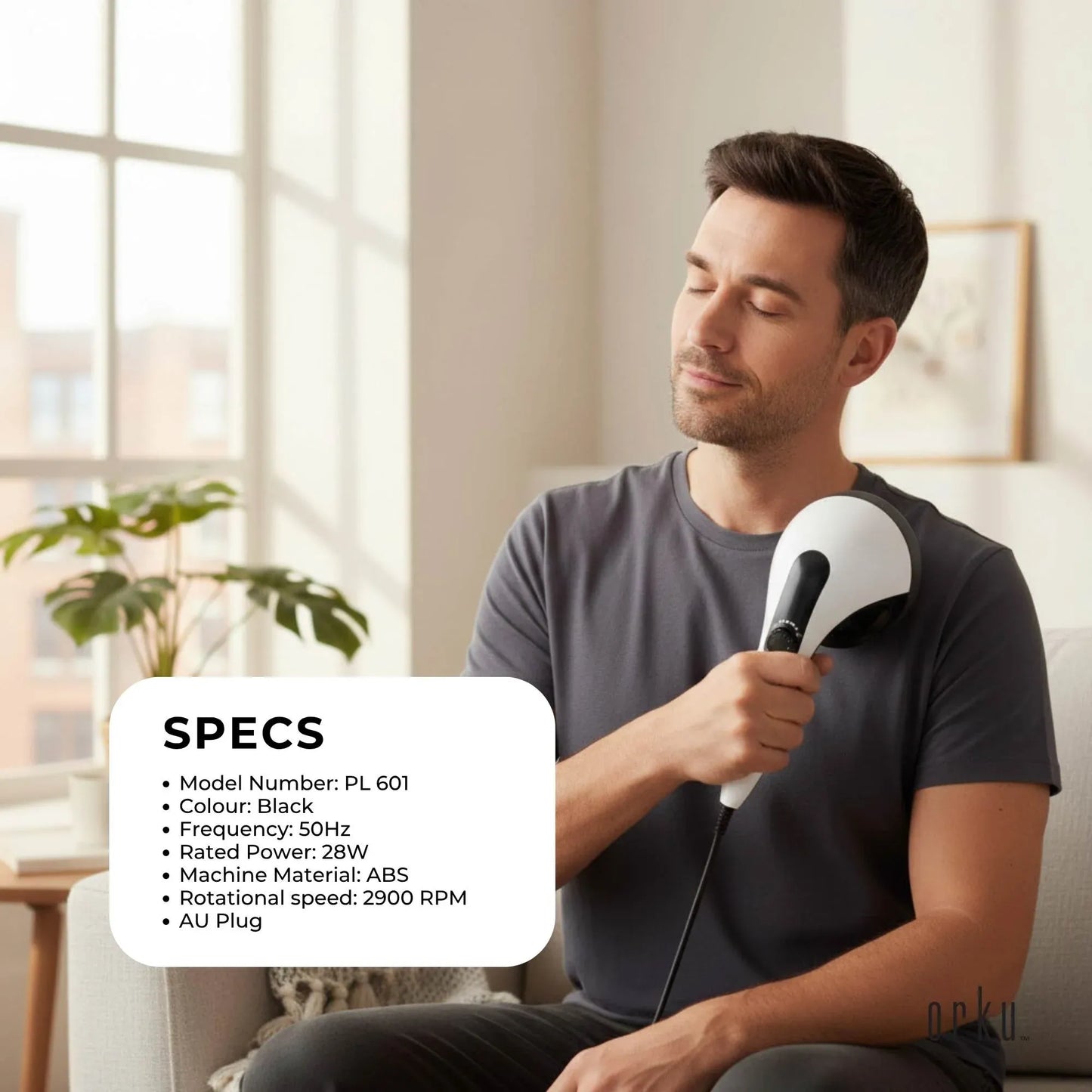 Handheld Vibration Massager Black - 4 Interchangeable Heads Adjustable Speed