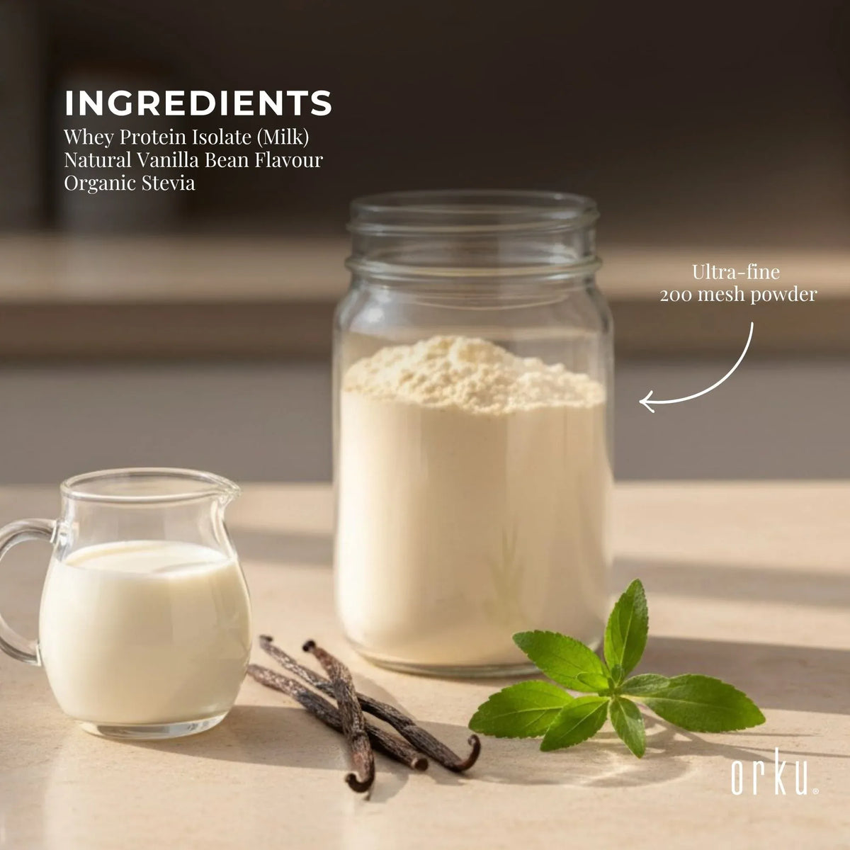 Orku 400g Whey Protein Isolate WPI Vanilla Powder