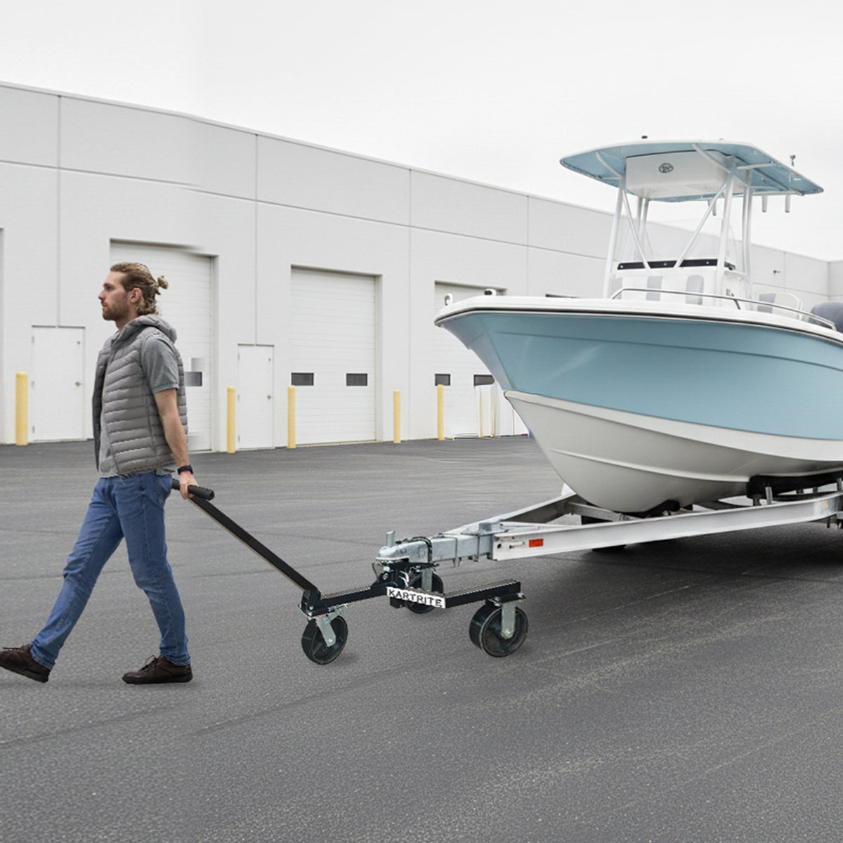 Kartrite Trailer Dolly Adjustable 2in Hitch Ball 1500kg Tongue Weight Capacity 8in Swivel Wheels Steel Trailer Mover