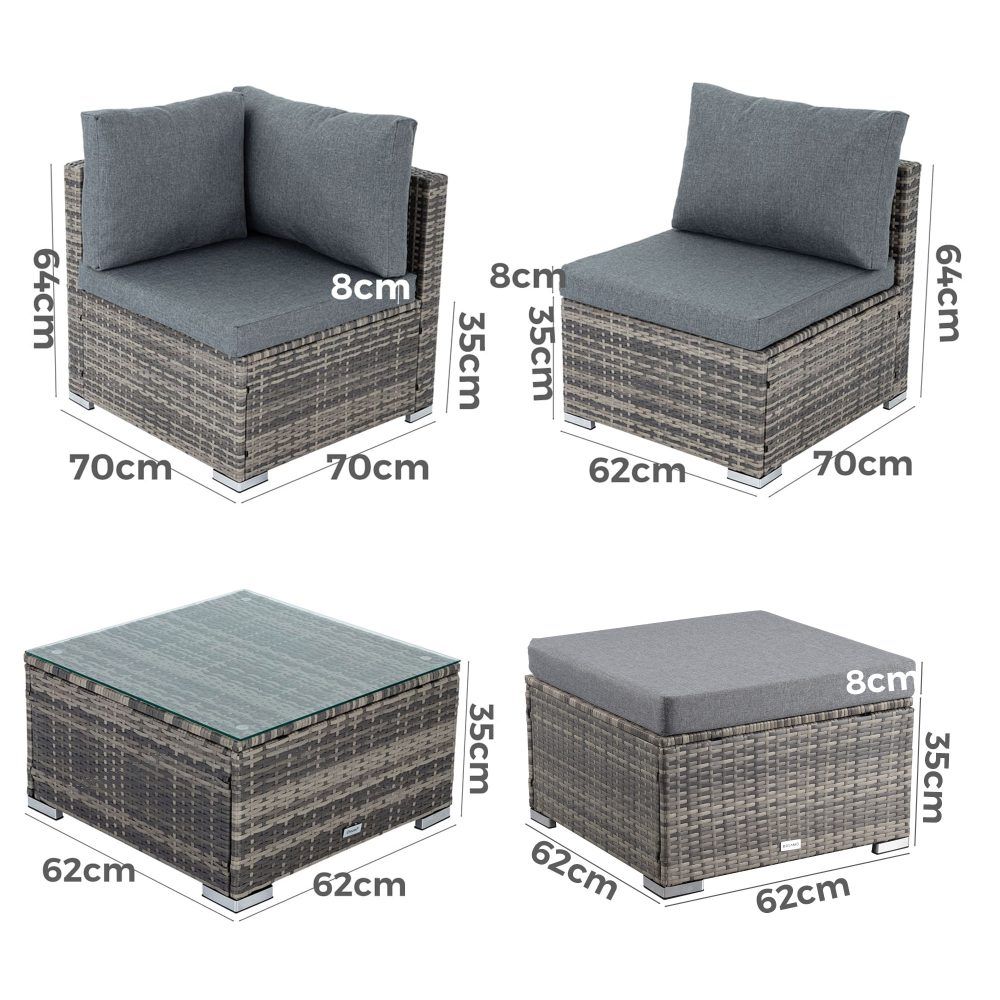 Outdoor Lounge Set Ottoman-Style - Grey