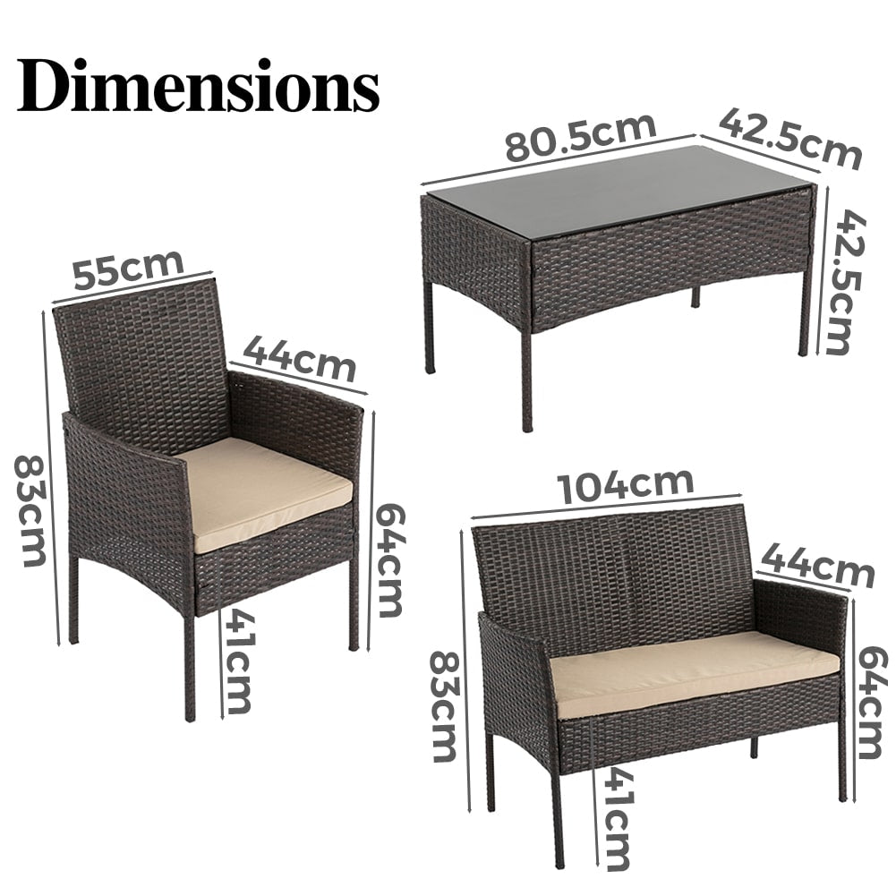 Outdoor Lounge Set 4-Seat Wicker - Breeze