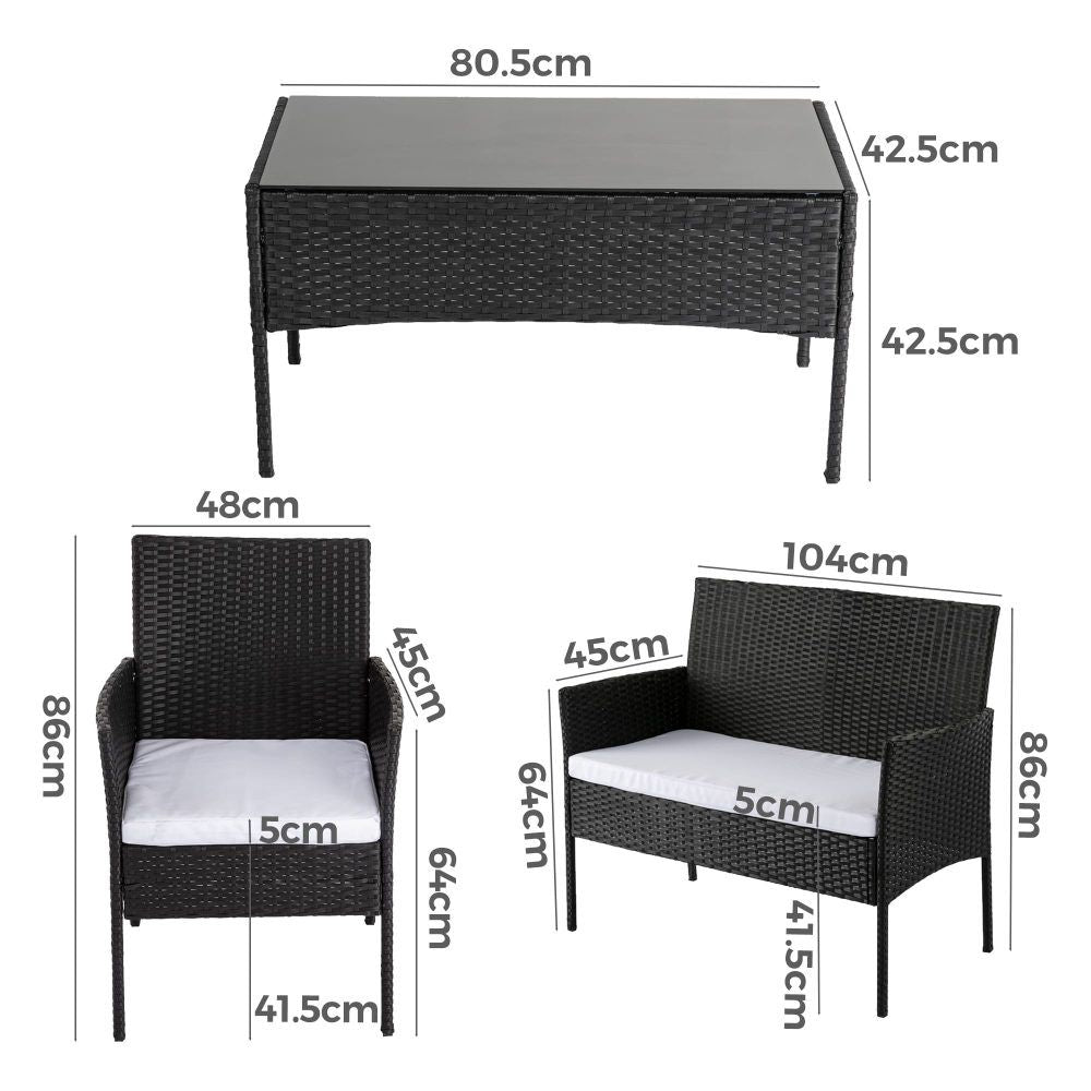 Outdoor Lounge Sofa Set 4-Seater PE Wicker - Ville