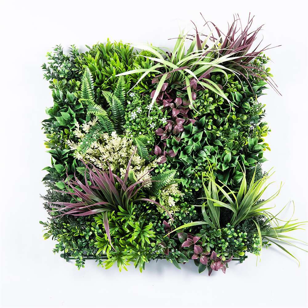 Artificial Plant Wall Grass Panels 4 Pack Vertical Garden Foliage Tile Fence 50x50cm
