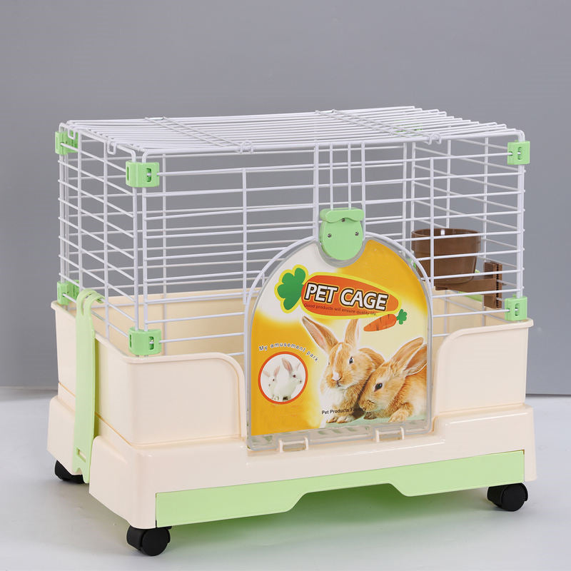 Pet Cage Small Green Rabbit Guinea Pig Crate Kennel with Potty Tray & Wheel