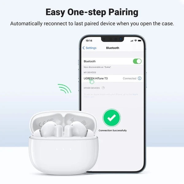 UGREEN 90206 HiTune T3 Active Noise-Cancelling Wireless Earbuds - White