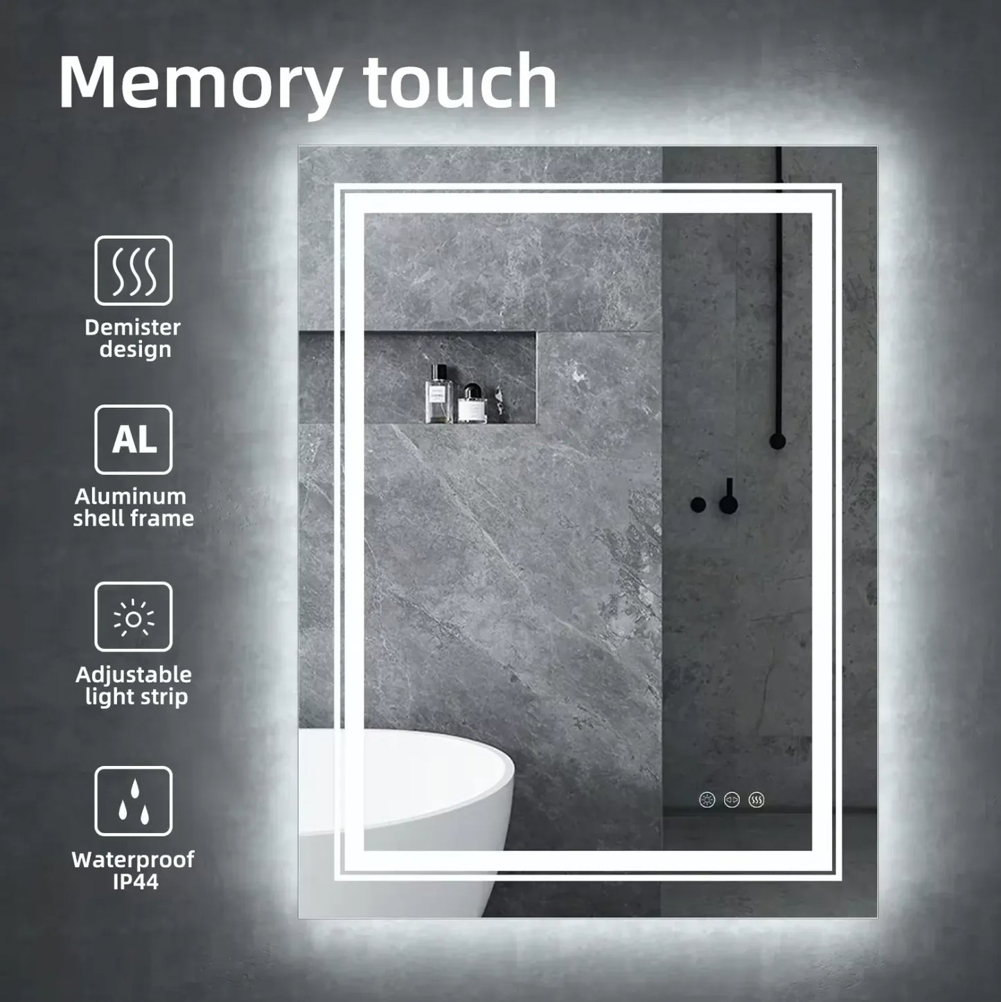 LED Rectangle Frameless Wall Mirror Salon / Bathroom - 120 x 80cm