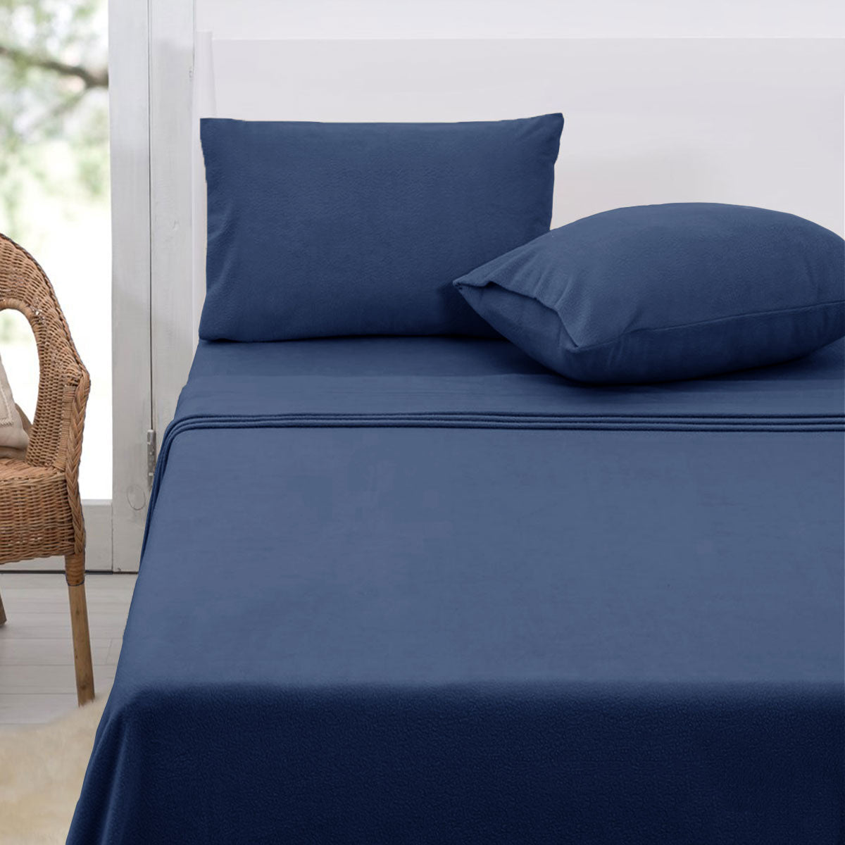 Polar Fleece Sheet Set Queen 36cm Wall Midnight Blue - Artex