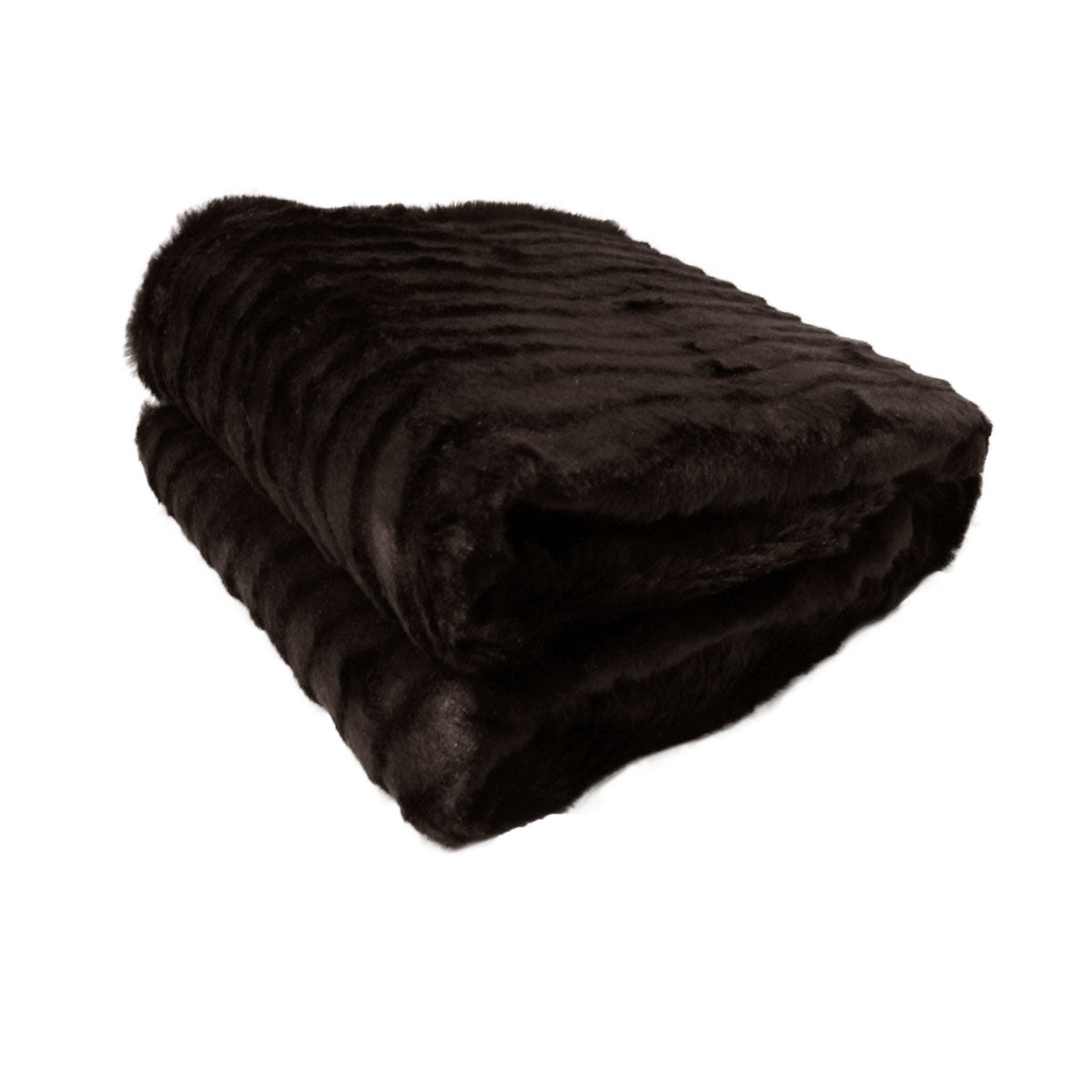Faux Fur Striped Throw Rug Dark Chocolate - Artex