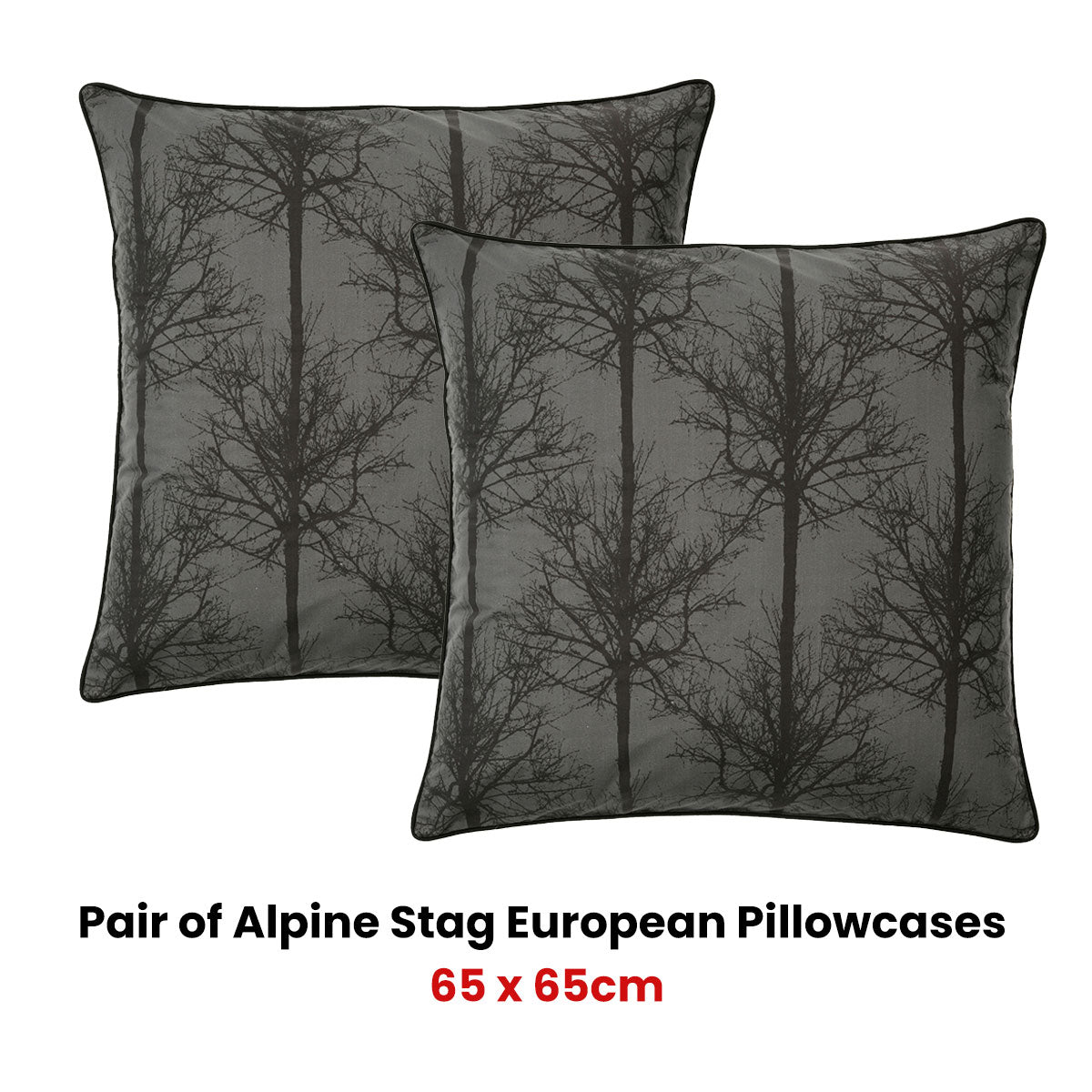 Alpine Stag Taupe European Pillowcases - Pair