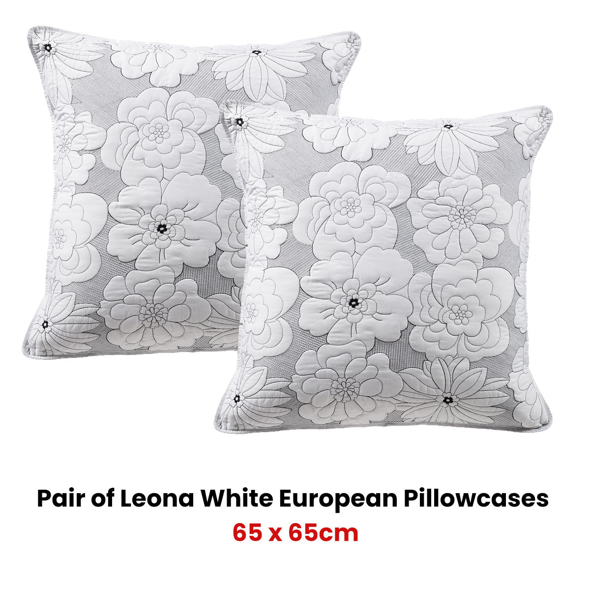 Leona White European Pillowcases Pair