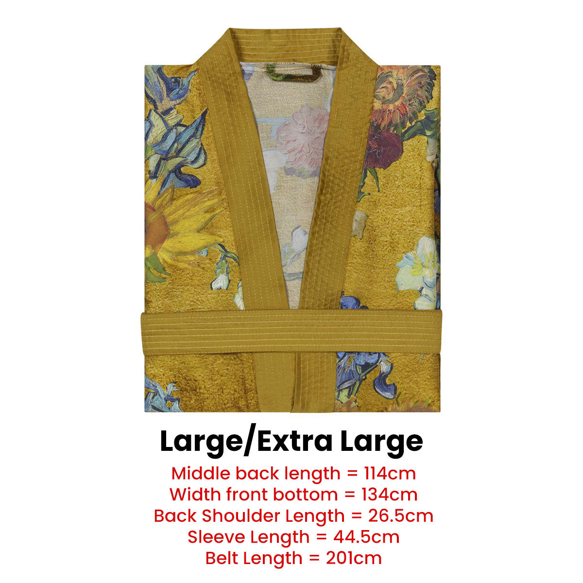 Kimono Bath Robe Large/Extra Large Bedding House Van Gogh Partout des Fleurs Gold
