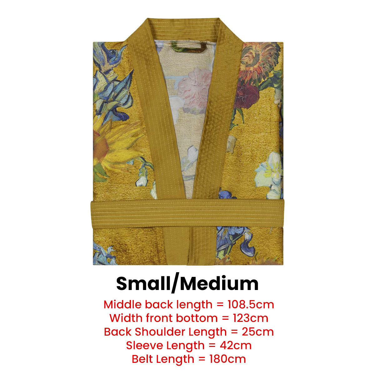 Kimono Bath Robe Small/Medium Bedding House Van Gogh Partout des Fleurs Gold