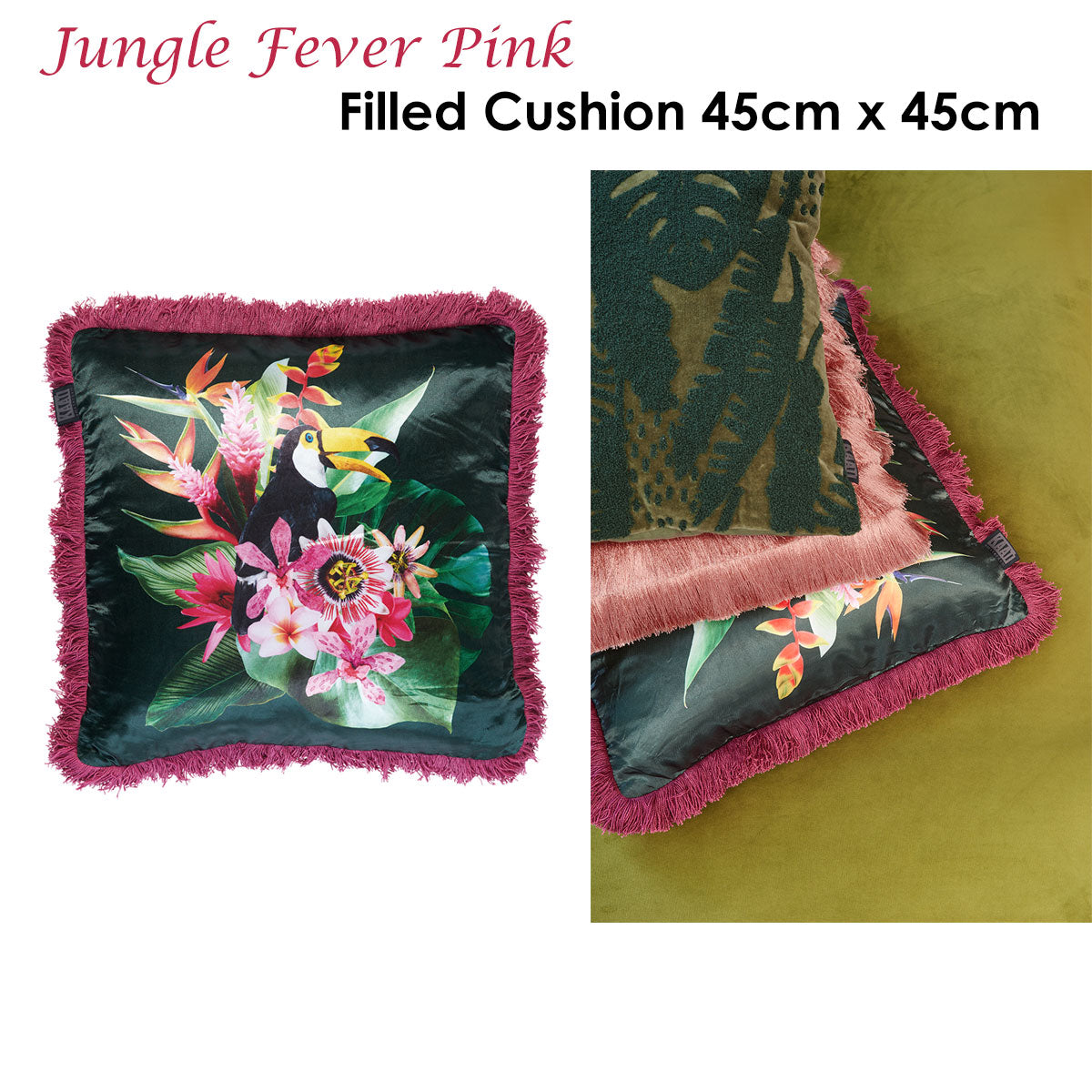 Cushion Bedding House Jungle Fever Pink Filled