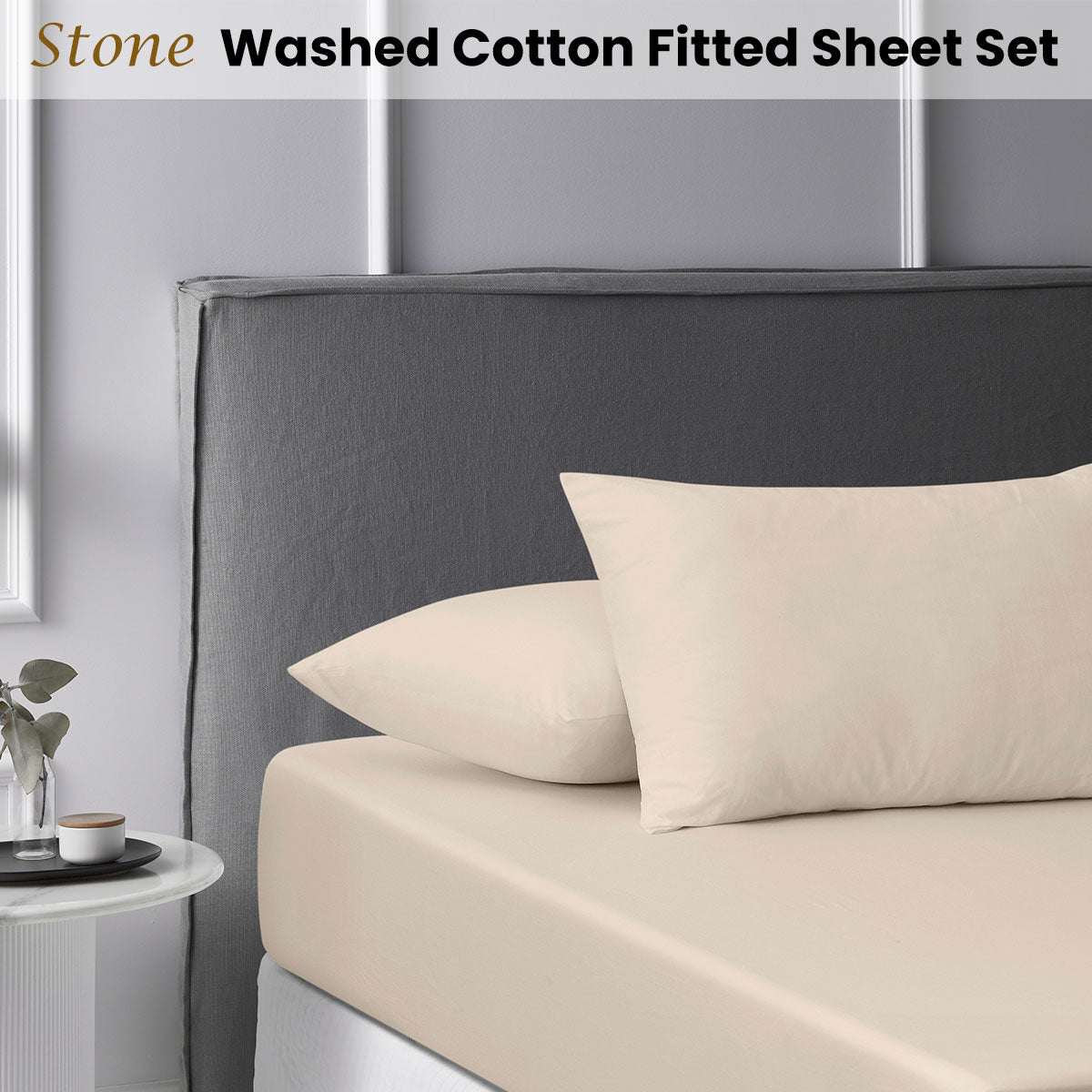 Fitted Sheet Set King Accessorize Stone Washed Cotton