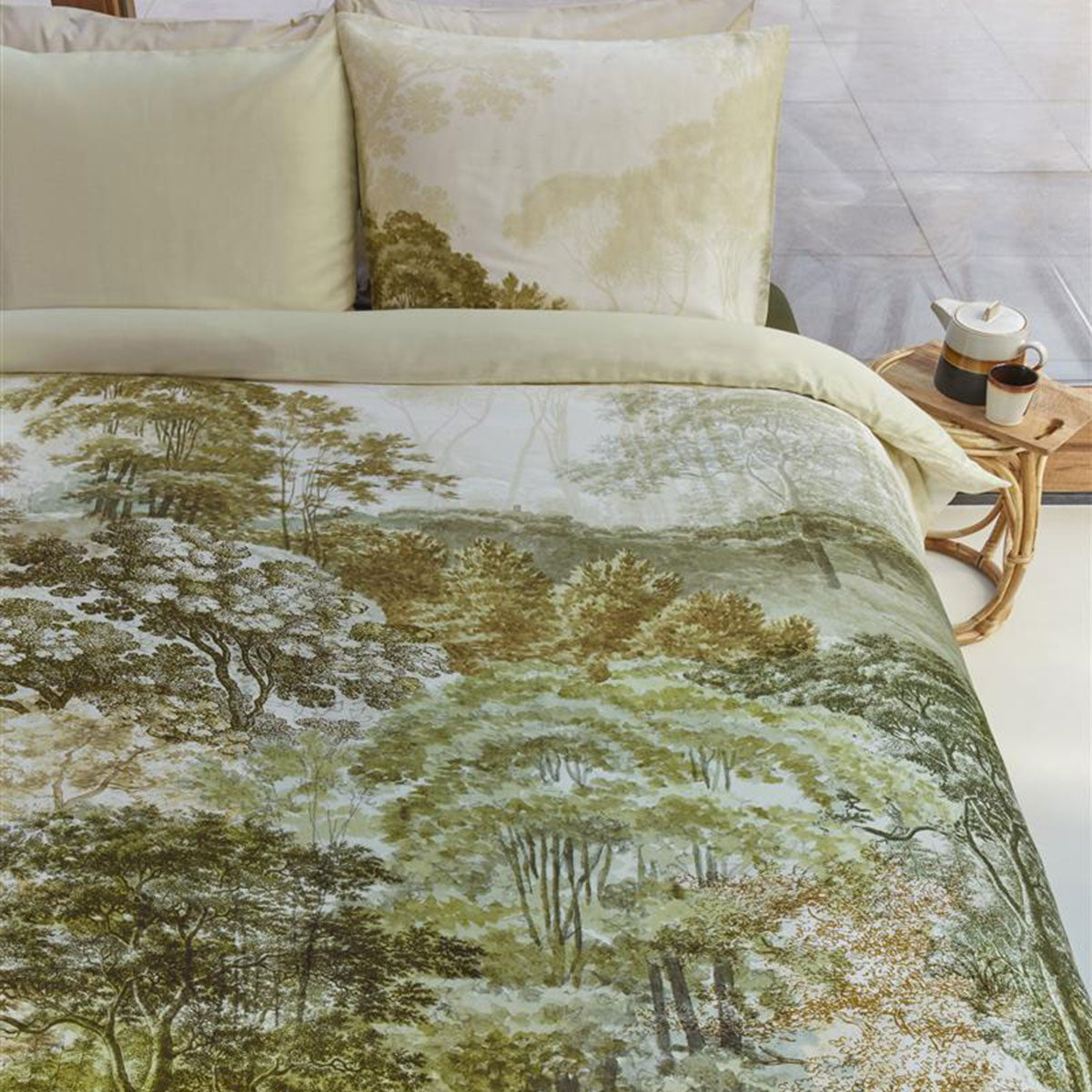 Quilt Cover Set Queen Bedding House Arcadia Green Cotton Sateen