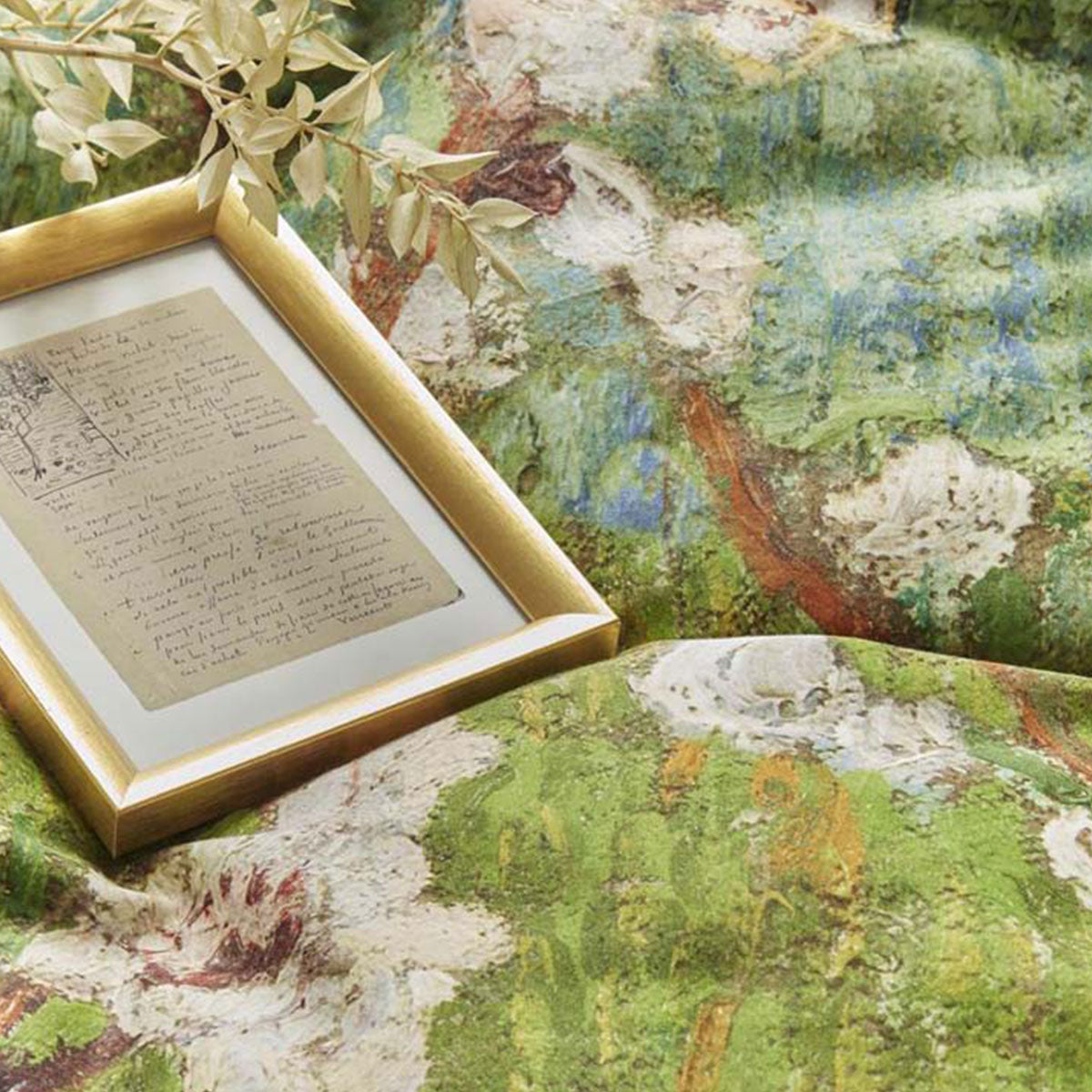 Bedding House Van Gogh Peach Trees Green Cotton Sateen Quilt Cover Set - King