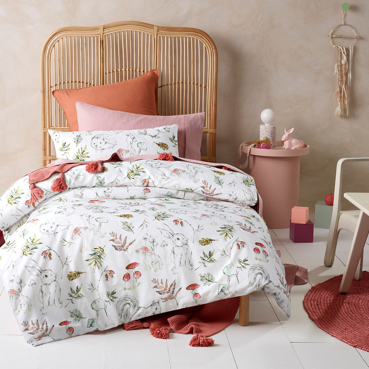 Quilt Cover Set Happy Kids Story Time White Cotton Digital Printed - Single