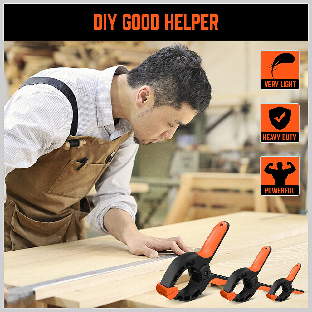 Spring Clamps Set 20Pc Heavy Duty Nylon Clips Non-Slip Grip TPR Handle 3 Sizes