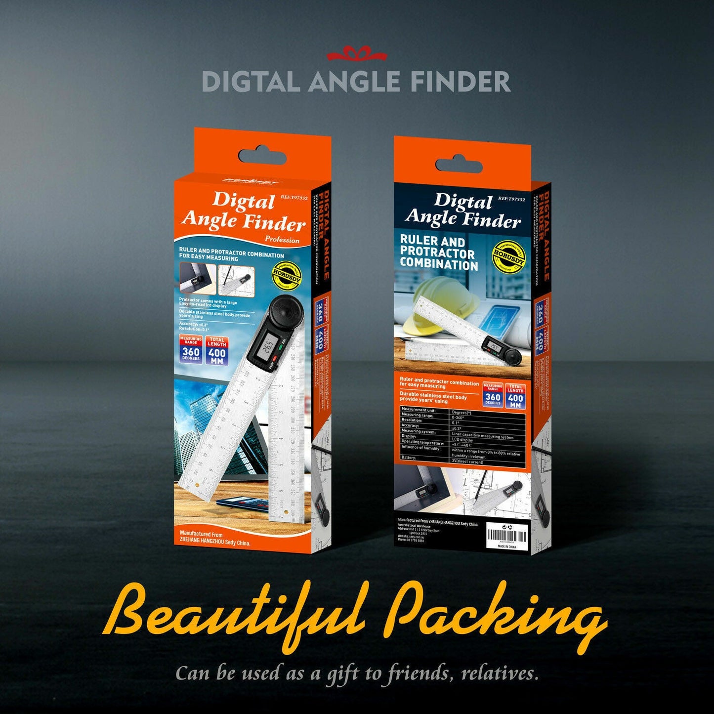 Digital Angle Finder Ruler Protractor 200mm Stainless Steel 0-360 Measure Meter