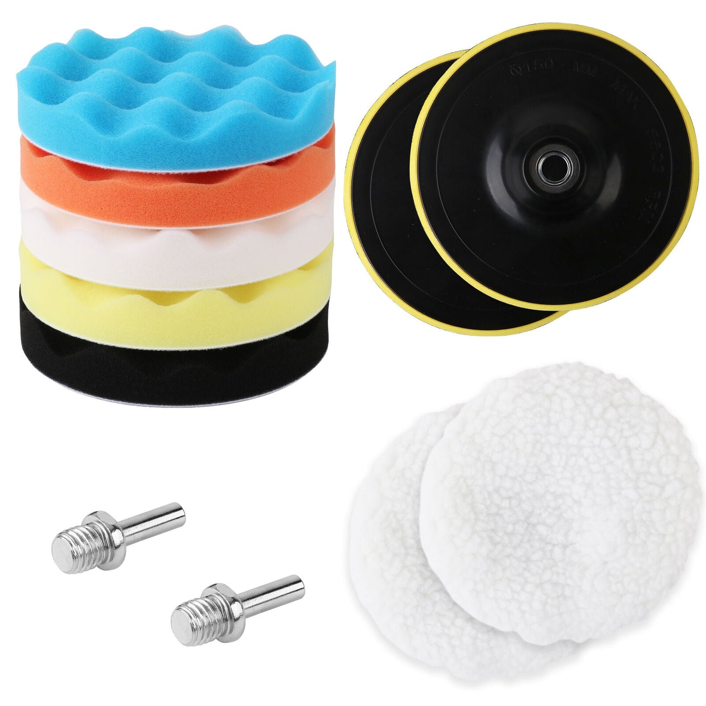 Buffing Waxing Pads Kit 11Pc Sponge Set 6" Car Polisher Drill