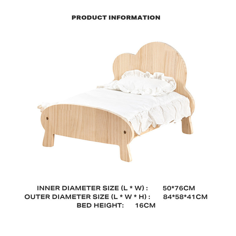 Pet Sofa Cat Dog Wooden Bed Small Pet Wood Frame with Bedding