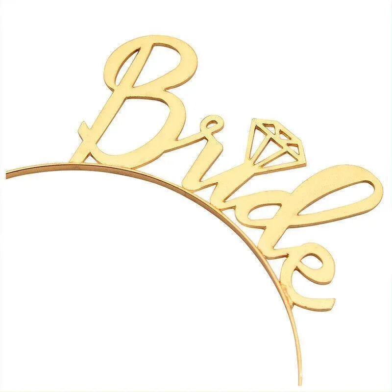 Bride To Be Hen Veil Sash Tiara Hens Night Bridal Shower Kitchen Tea Accessories - Black/Gold Sash