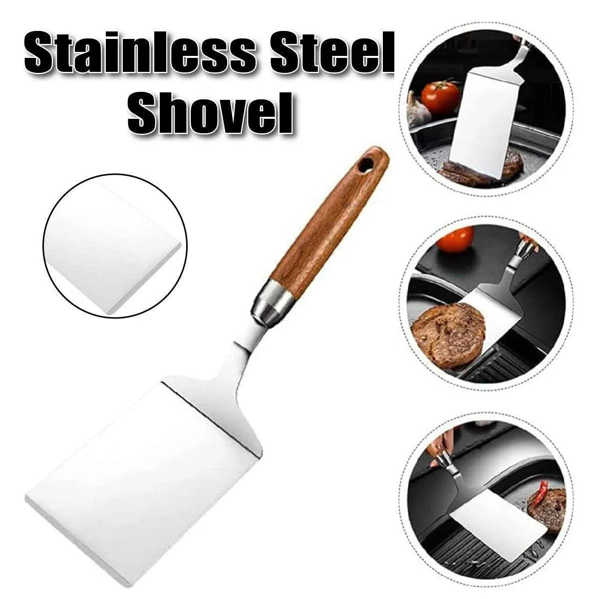 Cooking Shovel Teppanyaki Spatula Pancake Steak Flipper Tool Stainless Steel