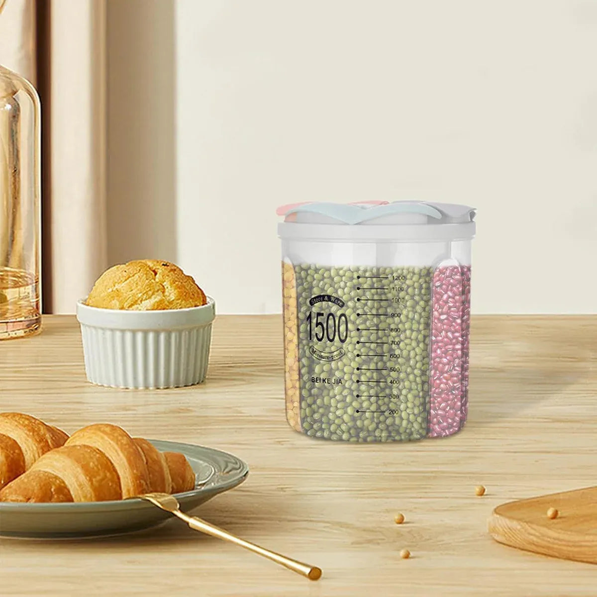 Kitchen Storage Box Transparent with Lid Food Container Tank Pantry Organizer - 1500ML
