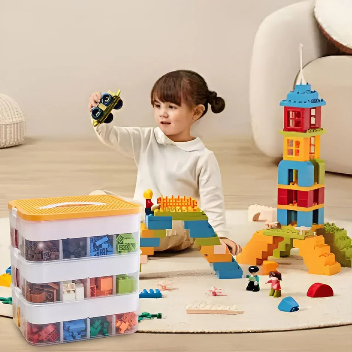 3layer Storage Box Large Organizer Building Block Storage Capacity Toy