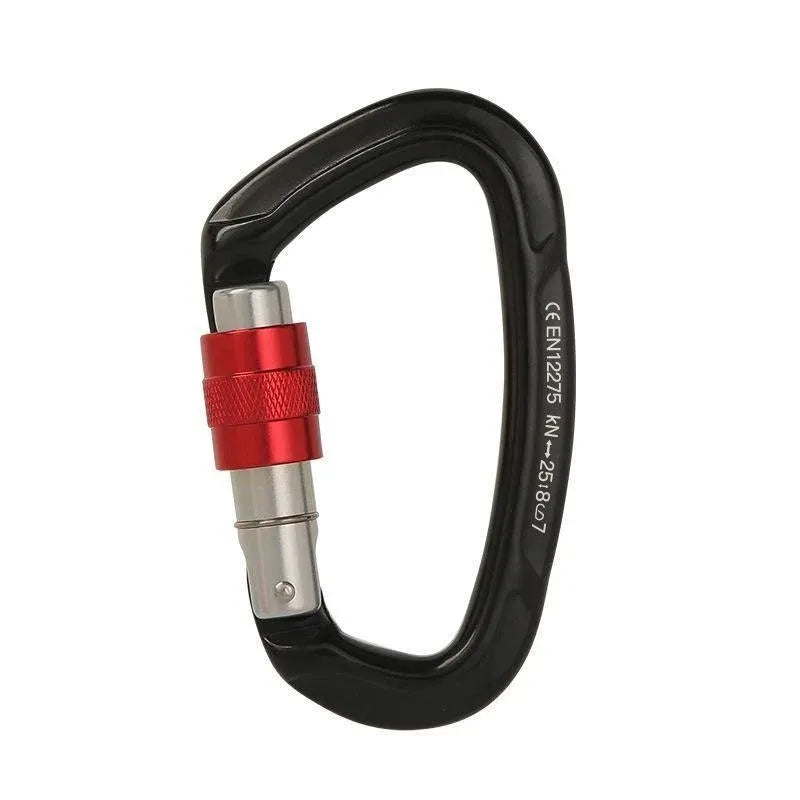 25KN Screwgate Locking Rock Climbing Carabiner Clip Aluminum D Ring Hook Buckle - Gray