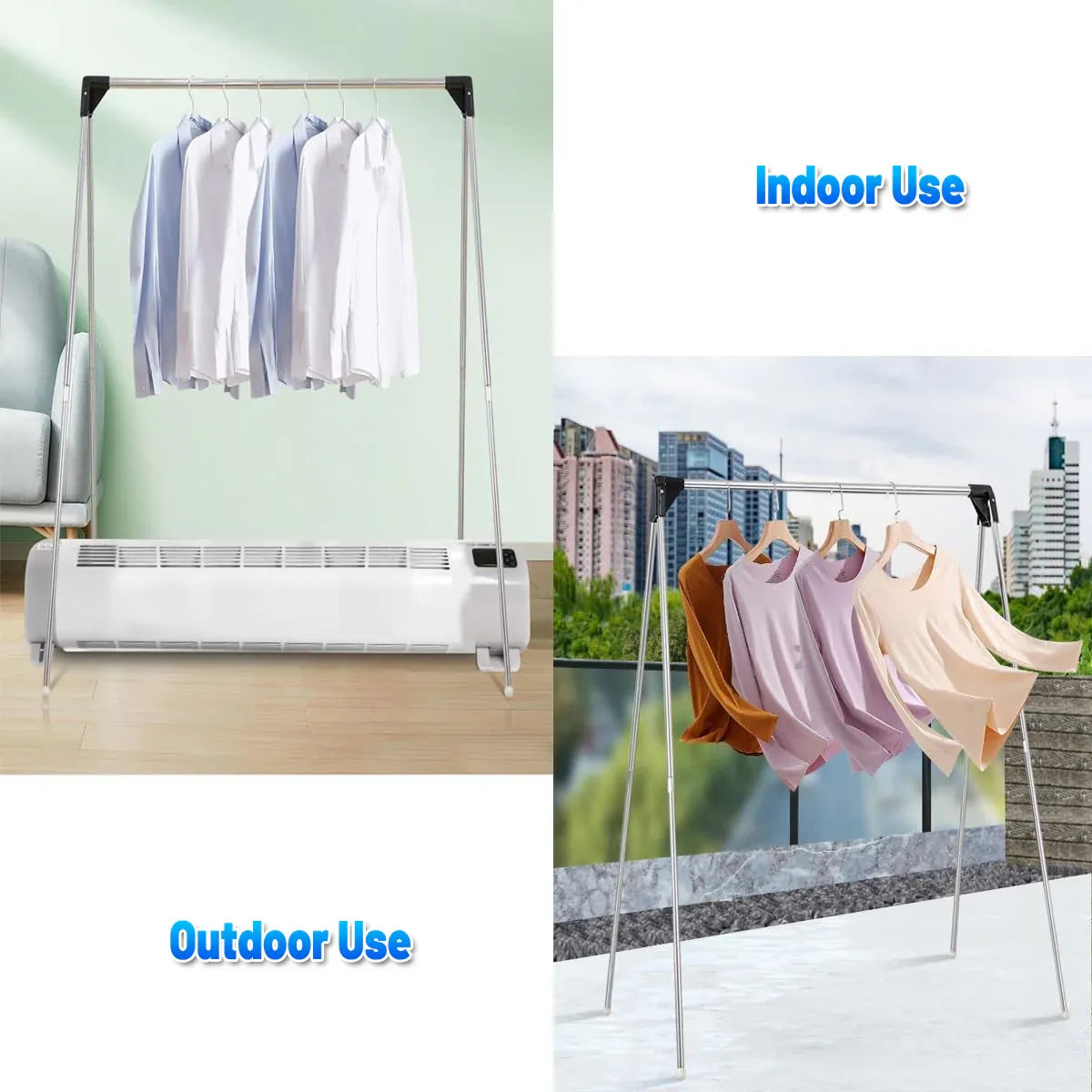 Folding Clothes Drying Rack Retractable Portable Wall Mounted Laundry Hanger