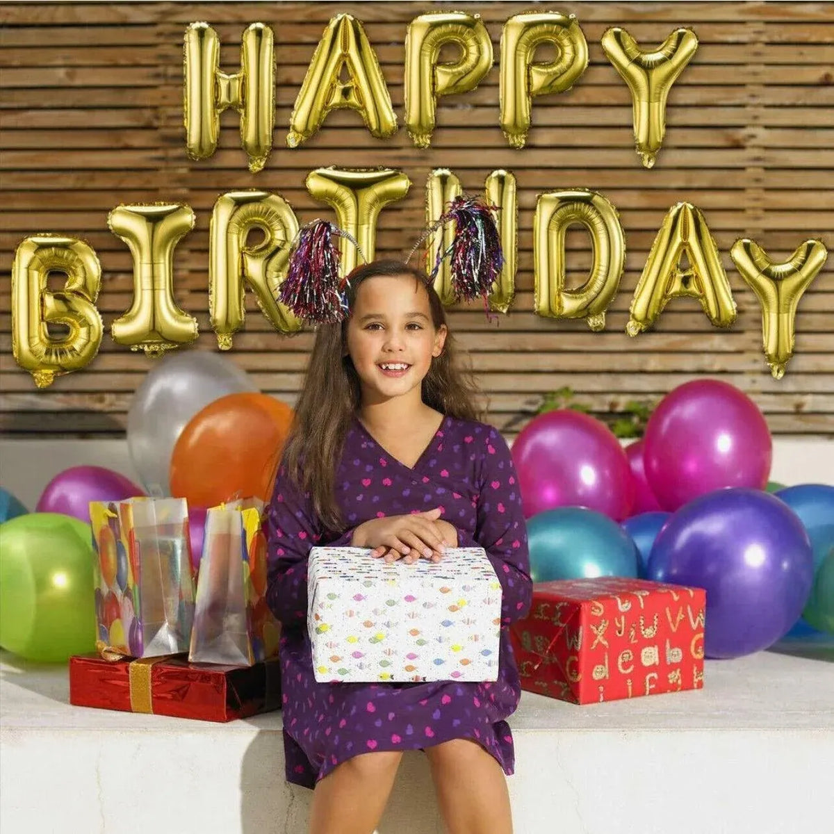 40Cm 3D Happy Birthday Letters Balloons Inflating Foil Banner Bunting Celebrate - Rose Gold