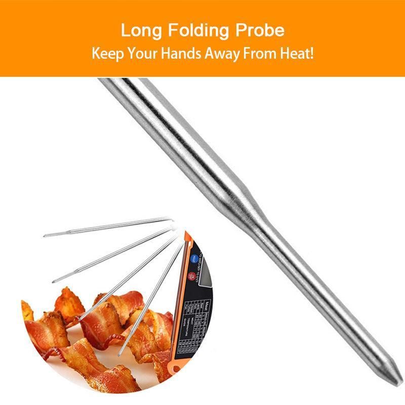 Foldable Digital Thermometer Probe Temperature Kitchen Cooking Food Bbq Meat Jam - Orange
