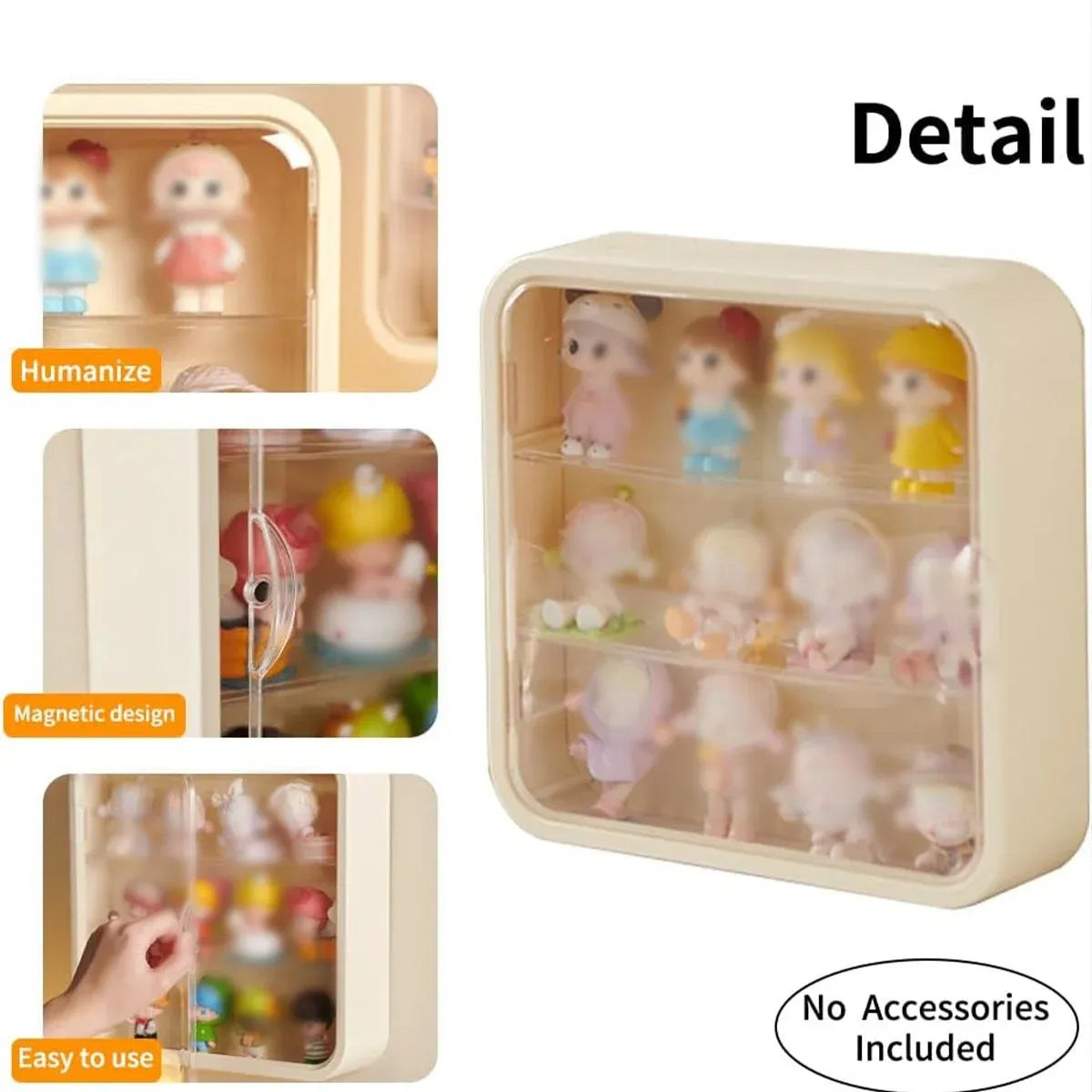 Wall Mounted Showcase Acrylic Figures Toys Display Case Dustproof Storage Box - Yellow