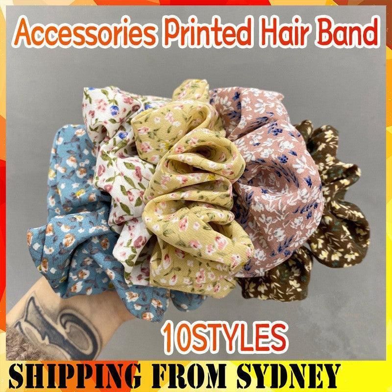 Fresh Hair Accessories Printed Hair Band Hair Rope Hair Ring Elastic Headband - Pink+Green