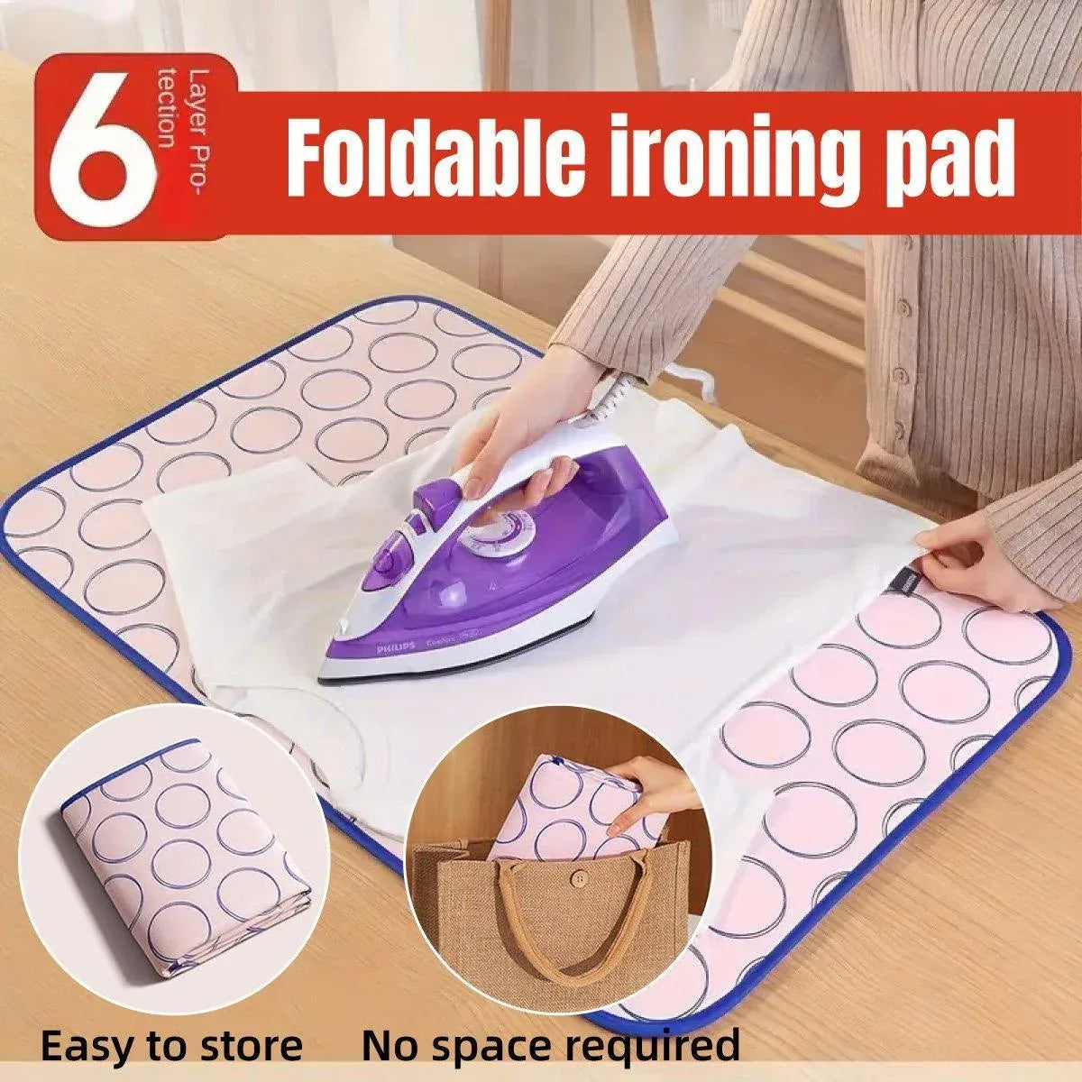 Home Travel Insulated Ironing Mat Non Slip Soft Folding Ironing Board Pad