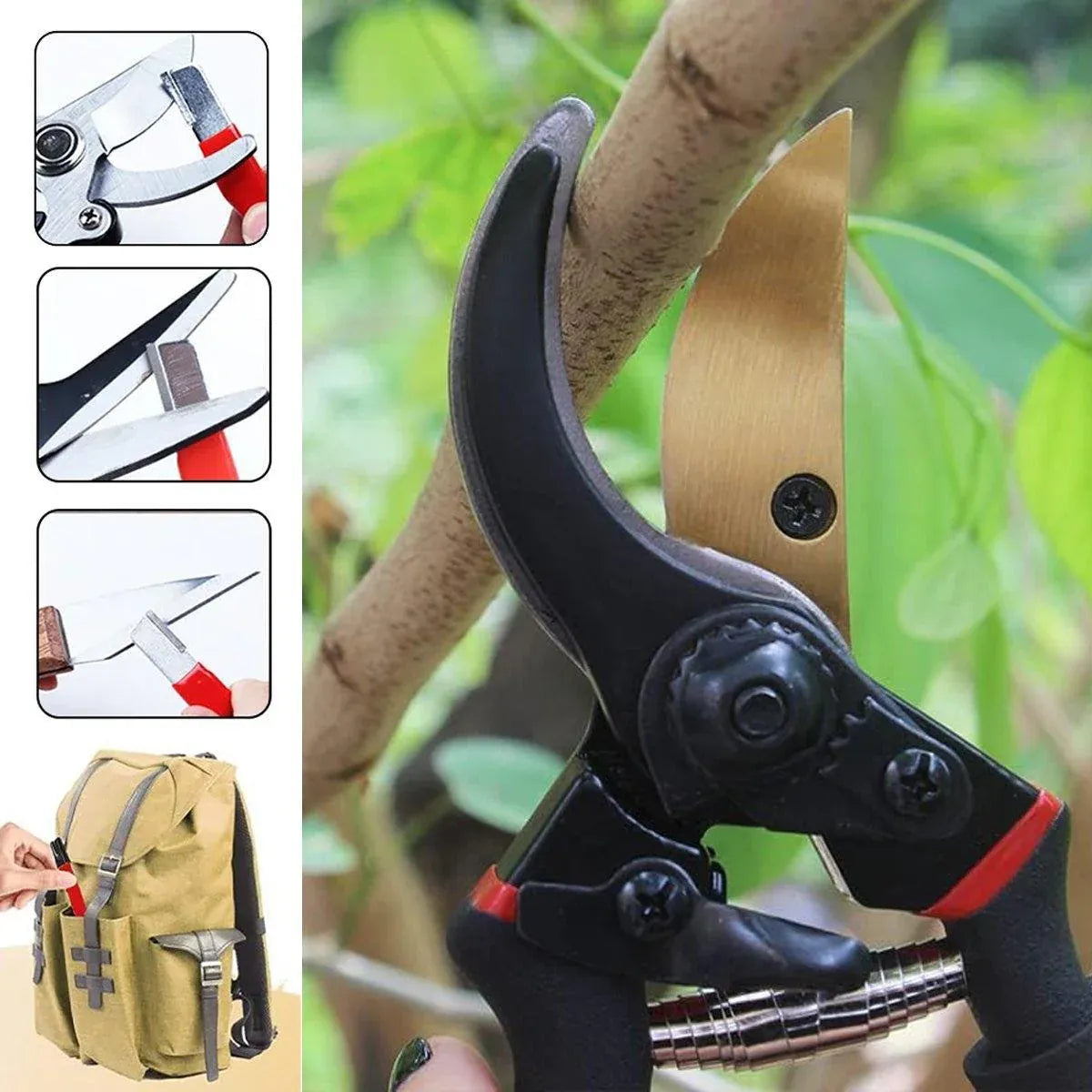 5pcs Handheld Garden Tool Knife Sharpener Quick Pocket Blade Carbide Sharpener - Black