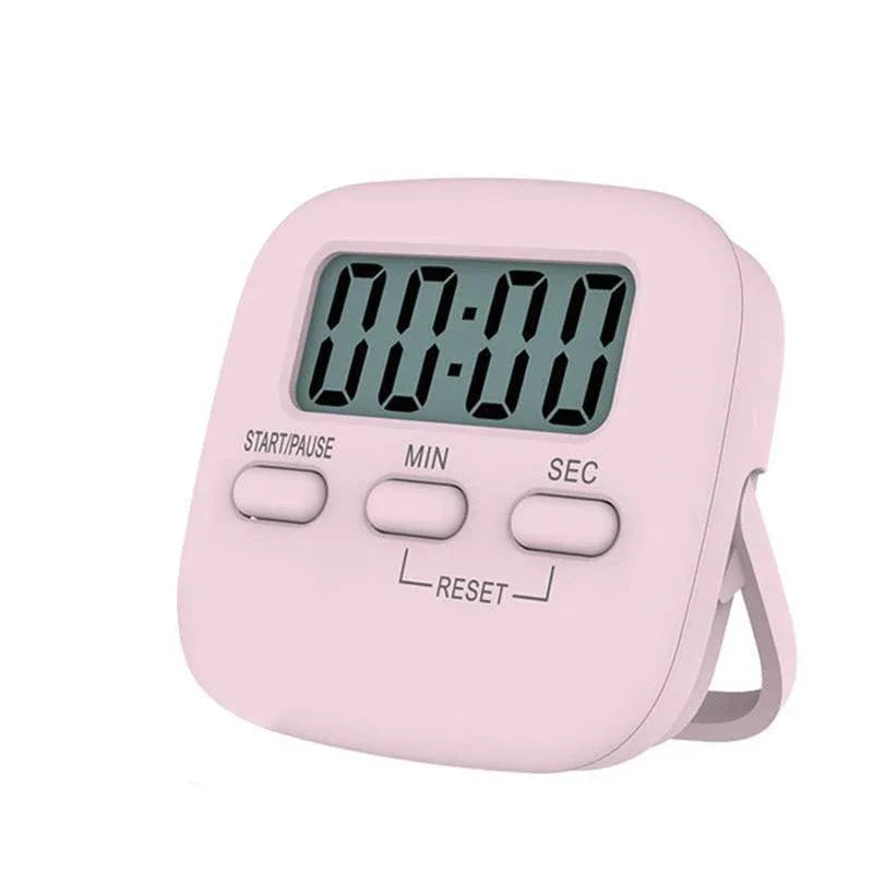 Digital Kitchen Timer 99 Minute Countdown Clock With LCD Display and Metal Mount - Pink