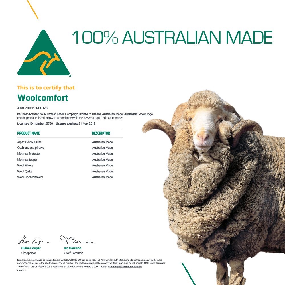 Woolcomfort Wool Pillows Australian Made Natural Health Twin Pack