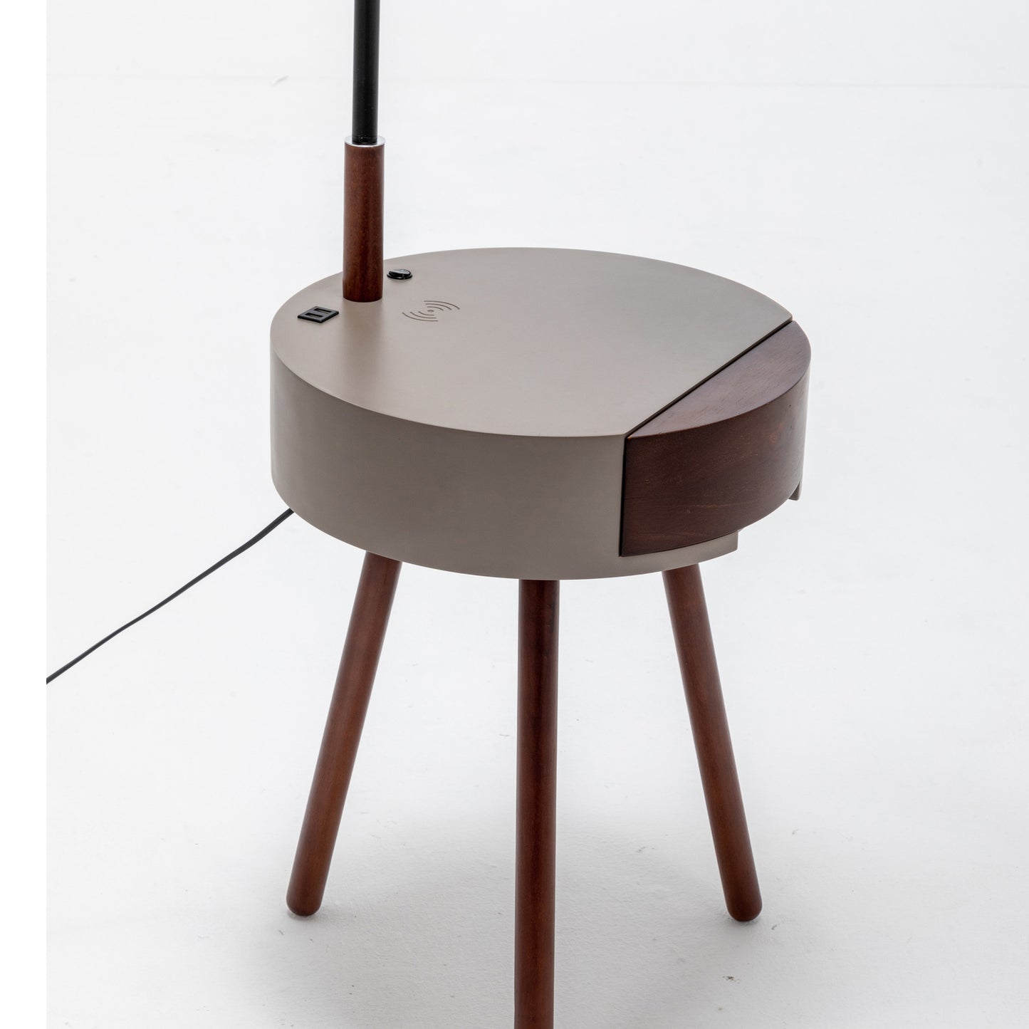 Floor Lamp Florence Tripod with Shelf Storage Drawer Bedside Table Light with USB Charger